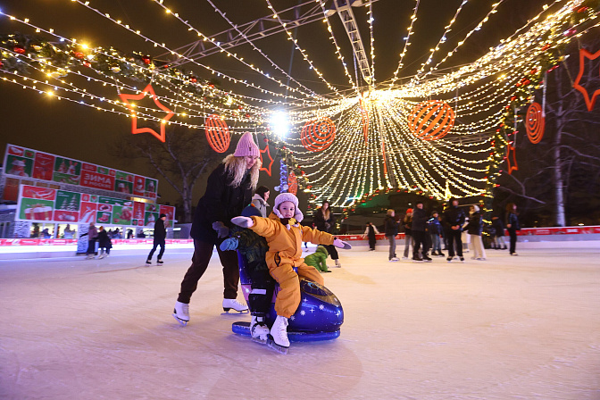 каток семья новый год 