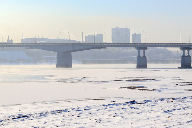 мост река кама зима лёд