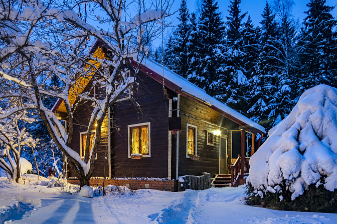 дача коттедж зима уют