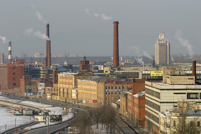 смок воздух город  трубы промзона вид